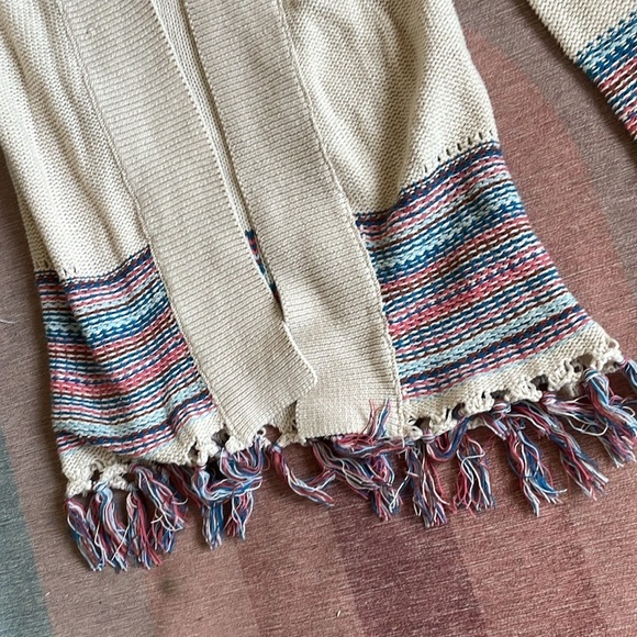 Roxy Boho Knit Cream Sweater with Multicolor Fringe - Picture 7 of 10